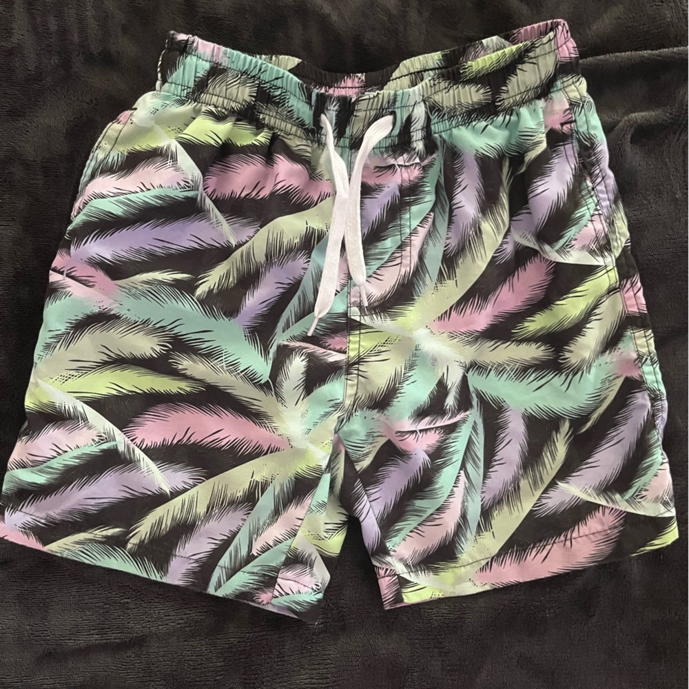 Tropical Palm Leaf Kids Swim Trunks